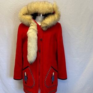 Jamesbay size 12 Red Fur-Trimmed Women's Coat
